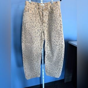 Citizens Of Humanity Tan Leopard-Pattern High-Waist Jeans
